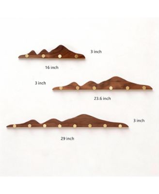 North American Walnut Decorative Wall Coat Rack with 8 Brass Hooks