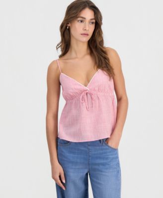 Juniors' Striped Cotton Sleeveless Top