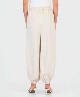 Petite Linen-Blend Pull-On Drawstring Pants
