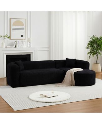 109.4" L-Shaped Modular Sectional Sofa Right Chaise Chenille Fabric Cloud Sofa with 2 Pillows