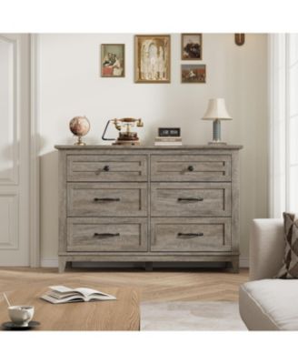 6 Dresser for Bedroom, 47 in Wide Drawer Dresser with Storage Freestanding, Wooden Closet Storage Chest for Living Room, Bedroom, Entryway