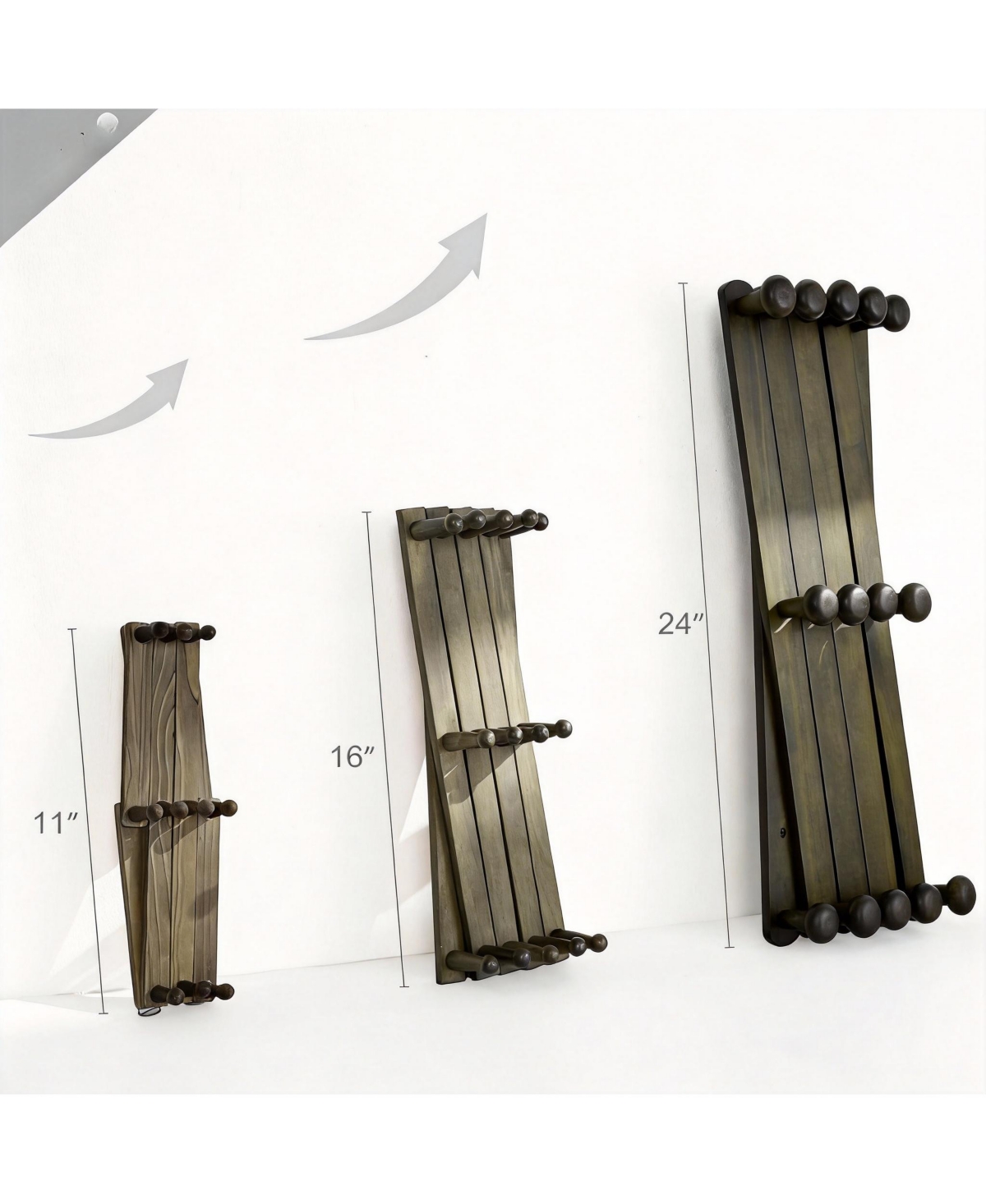 Yigii Wooden Expandable Wall Rack 14 Hooks 24" Long Space-saving Hat & Coat Organizer