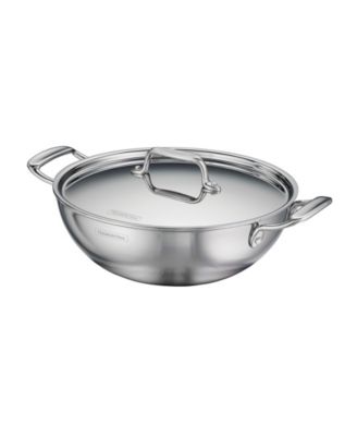 Utsava Tri-Ply Clad Stainless Steel 3.75-Quart Covered Kadai