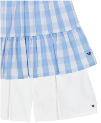 Girls' 4-6X Gingham Flutter Sleeve Tunic & Stretch Twill Shorts, 2-Piece Set