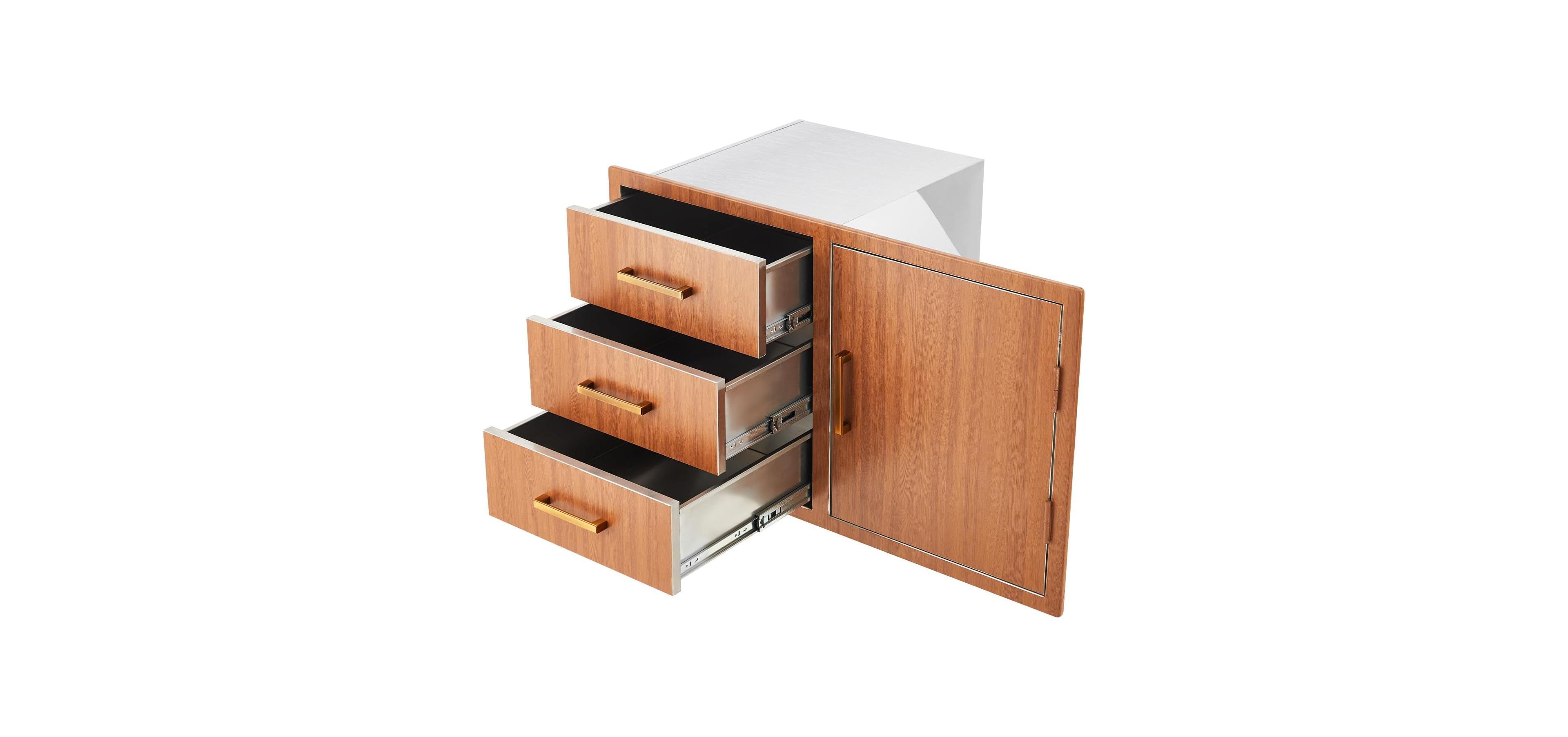 gaomon PeakPursuit Stainless Steel Outdoor Kitchen Door Drawer Combo - Triple Drawers & Access Door