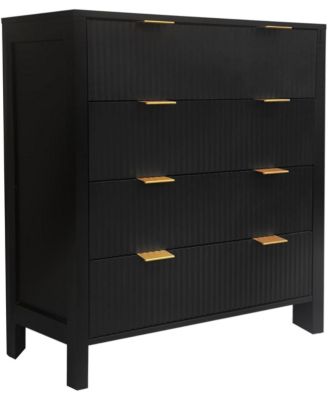 Fluted 4 Drawers Dresser, Modern Chest of Drawers, Wood Drawer Organizer with Waveform Fluted Panel