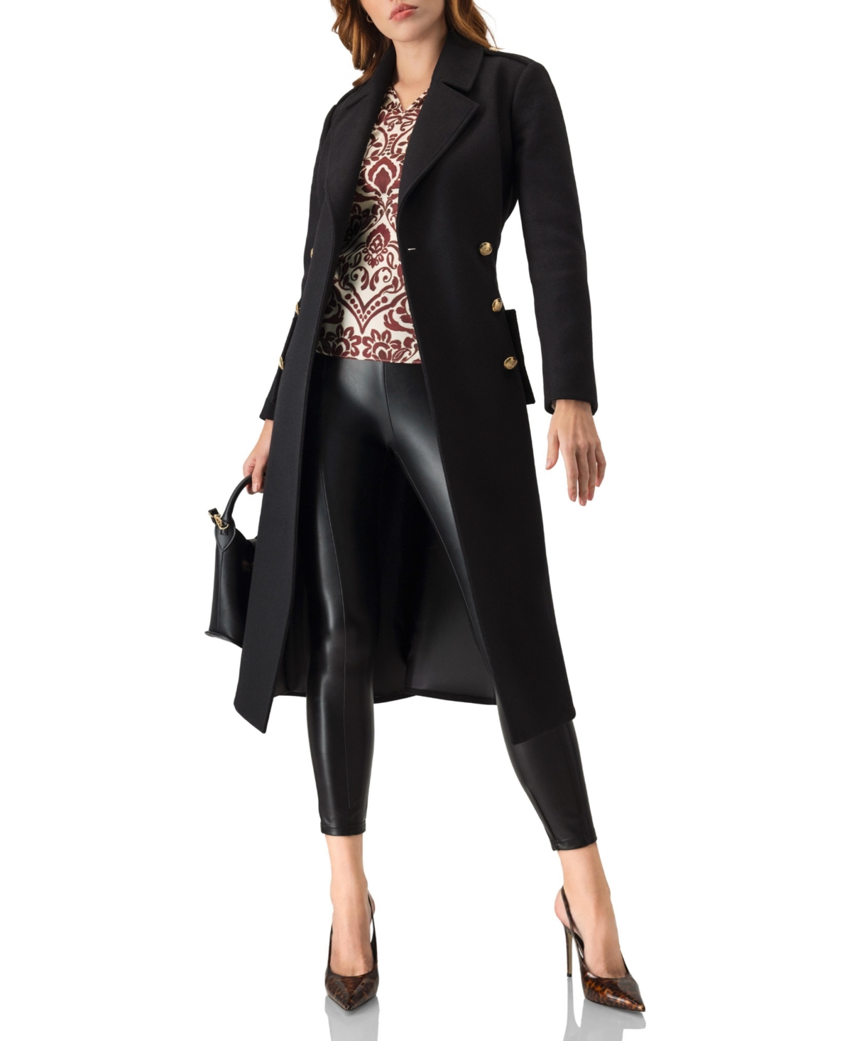 Ivonne Women's Ruffled V-Neck Abstract Blouse Top