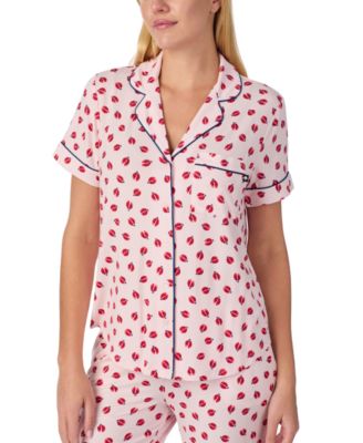 Sleepwear Short-Sleeve Modal Jersey Notch Collar Cropped PJ Set