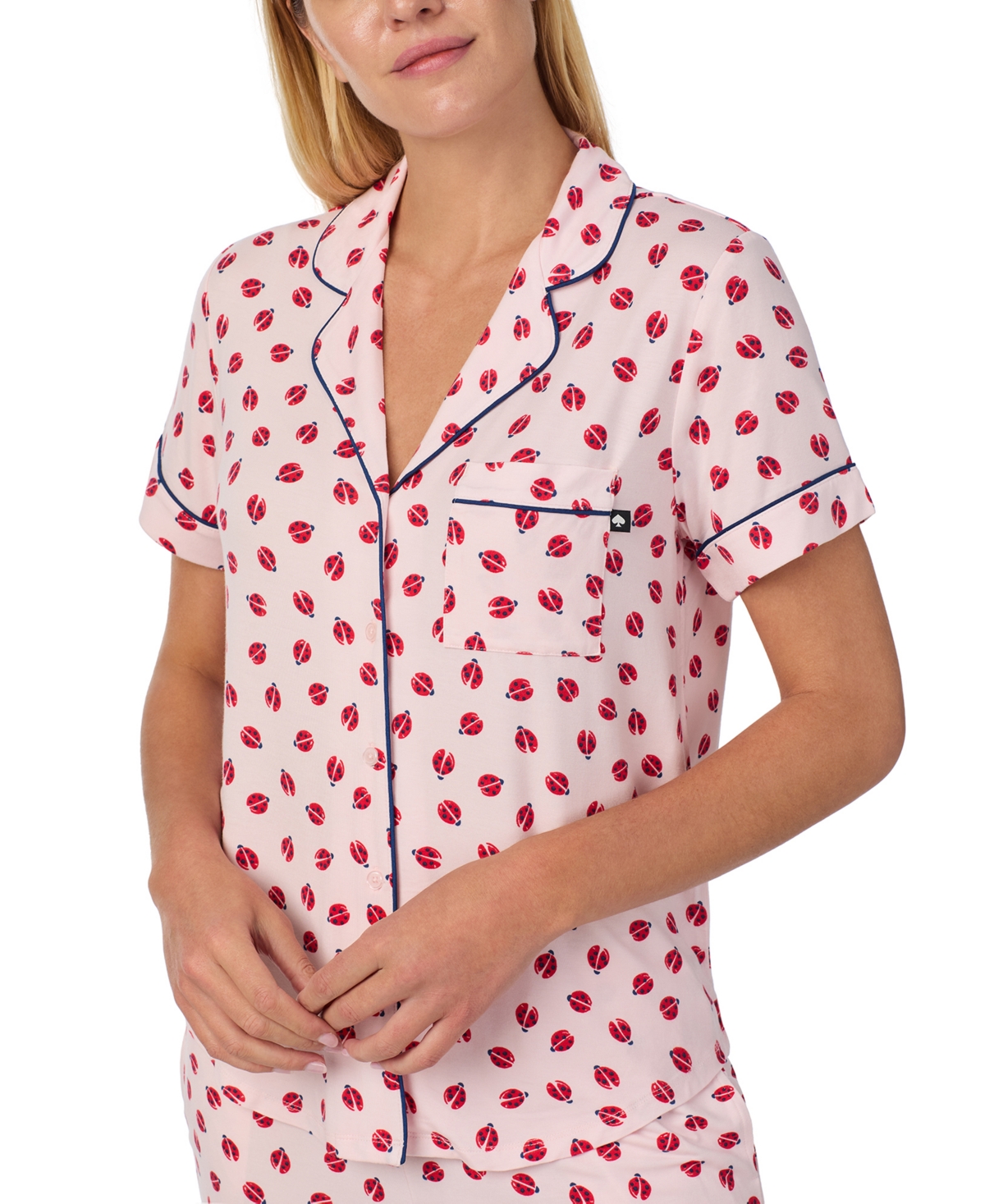 Kate Spade New York Sleepwear Short Sleeve Modal Jersey Notch Collar Boxer Pj Set