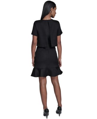 Women's Crewneck Ruffle Hem Dress