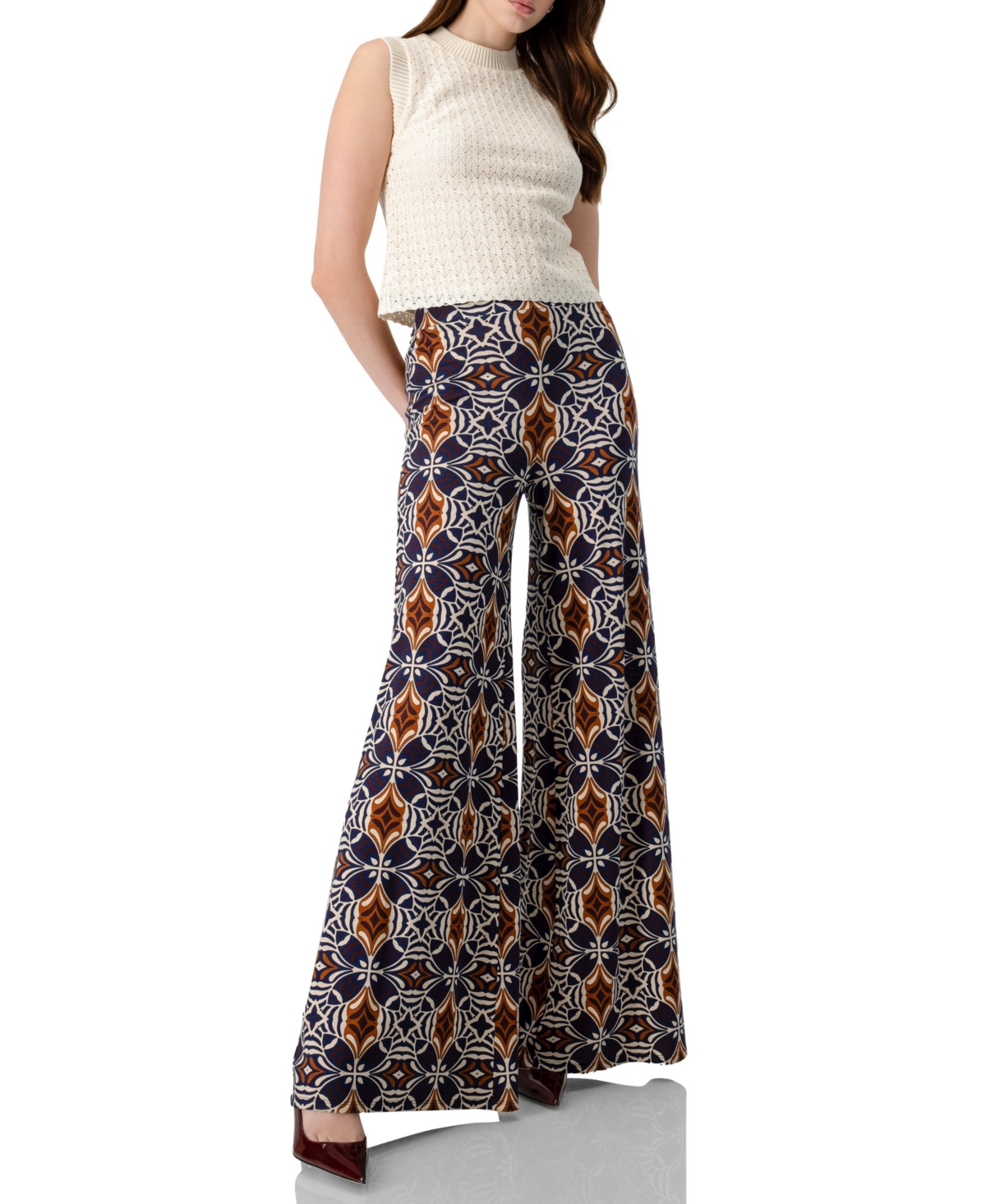 Ivonne Women's Wide-Leg Patterned Palazzo Trousers