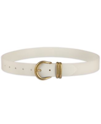 Women's Double Metal Loop Leather Belt