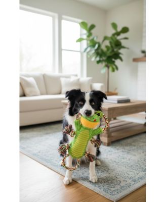 Interactive Dog Toy with Crinkle Paper & Rope Knots, Plush Chew Toy for Mental Stimulation and Play - For Medium & Large Dogs