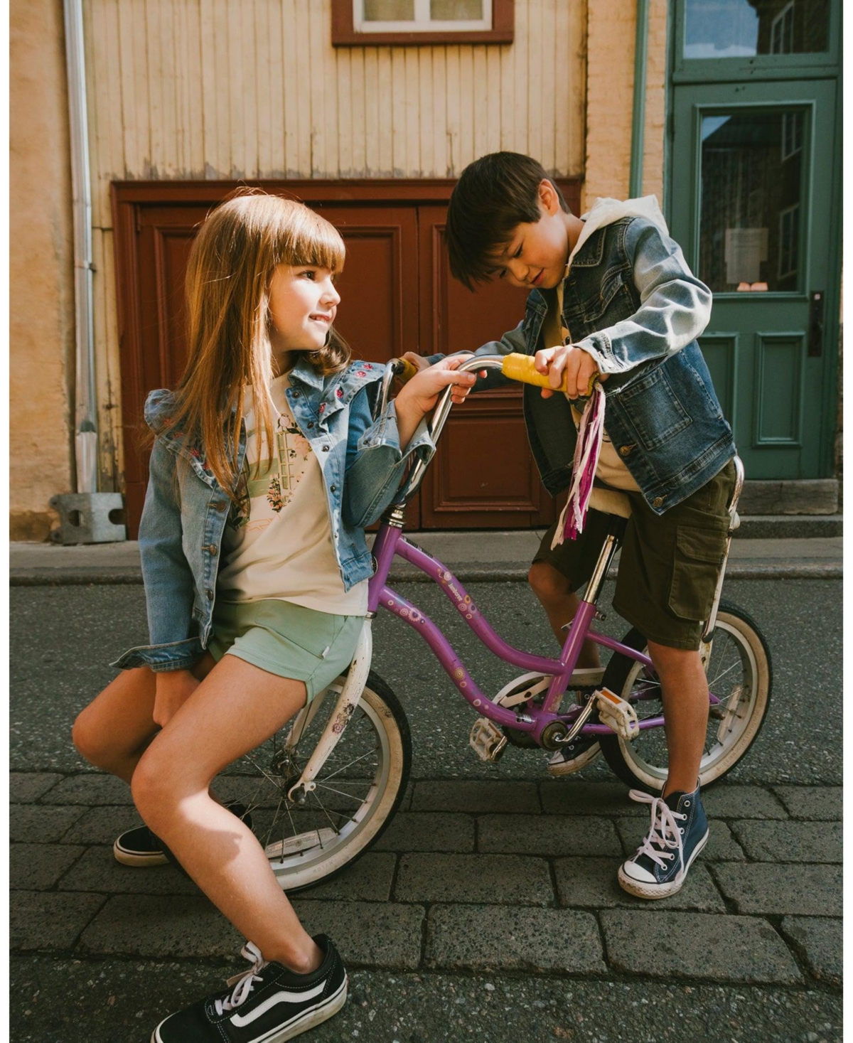 Deux par Deux Girls Denim Jacket with Embroidery