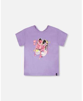 Toddler Girls Cotton Jersey T-Shirt Mauve with Sneakers