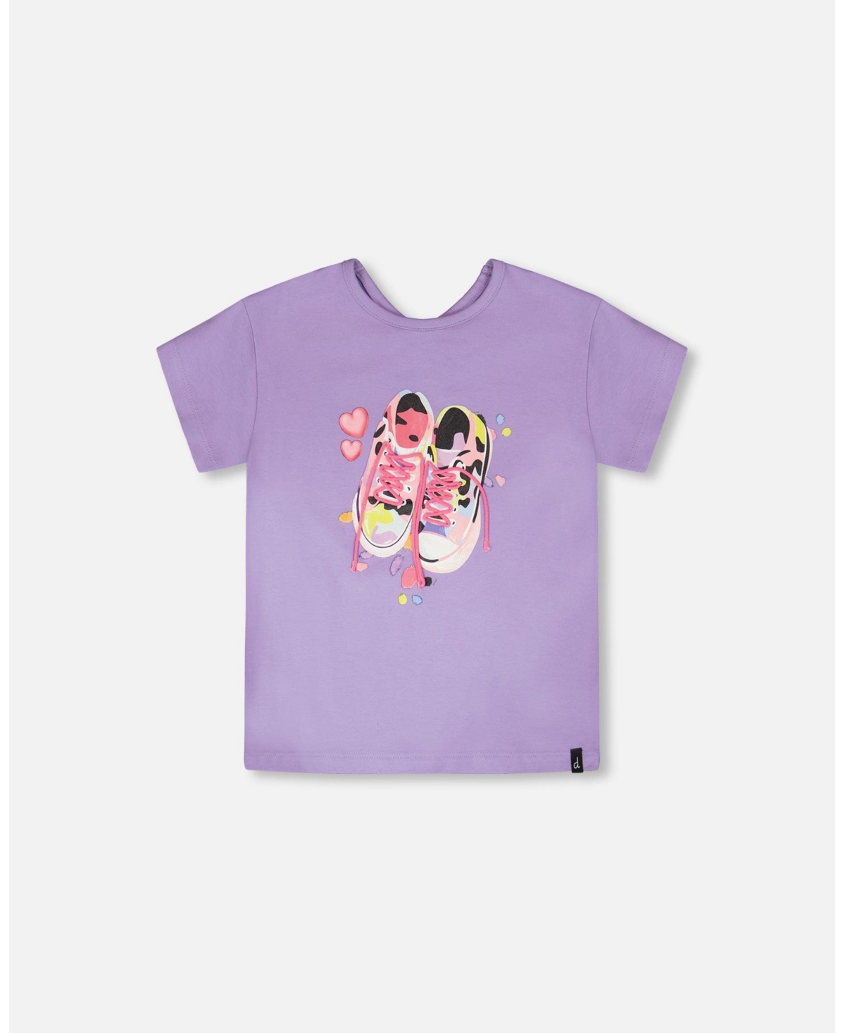 Deux par Deux Toddler Girls Cotton Jersey T-Shirt Mauve with Sneakers - Mauve