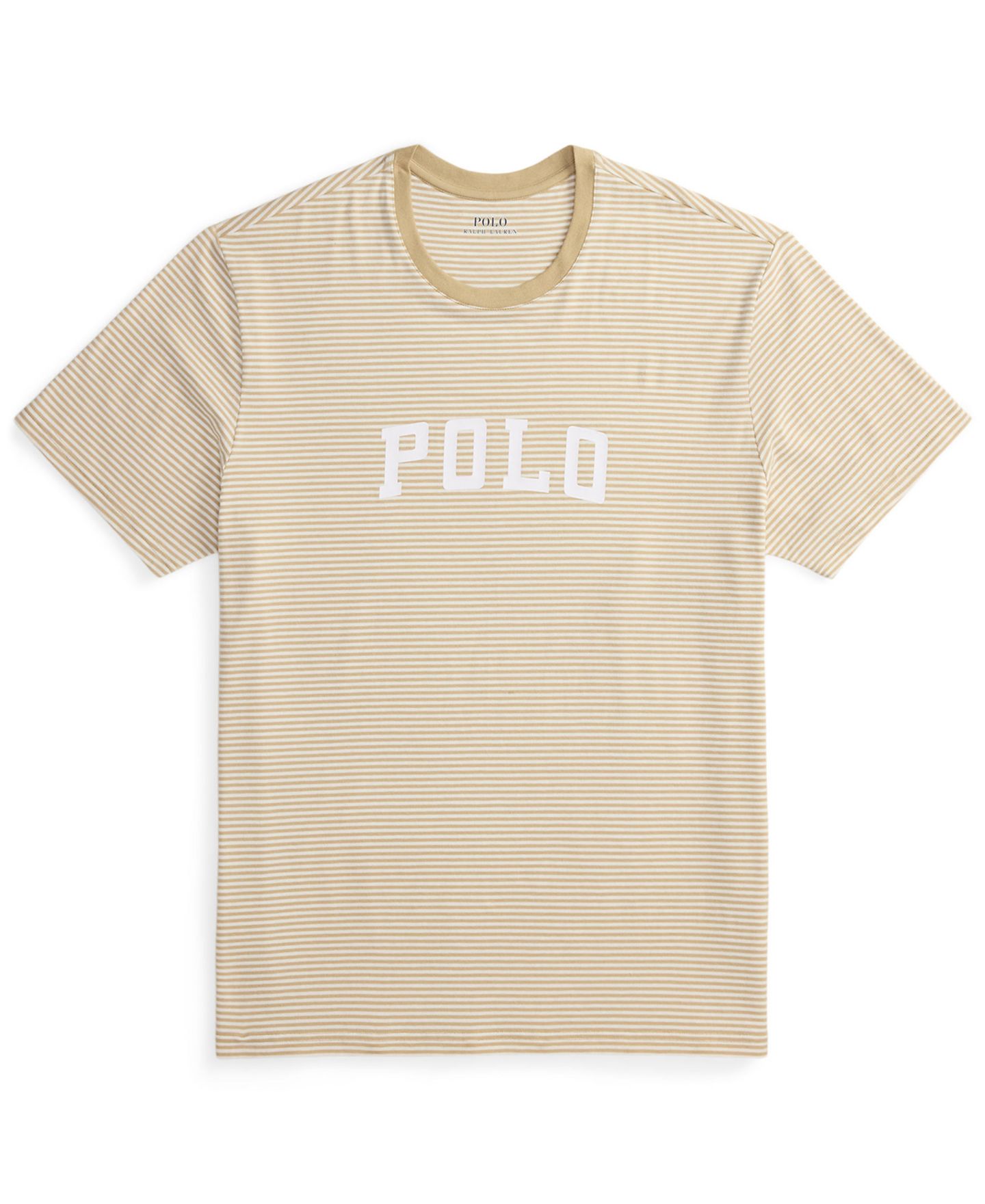 Футболки для мужчин, короткий рукав — Polo Ralph Lauren, цвет: Хаки / Белый полосатый — фото 4