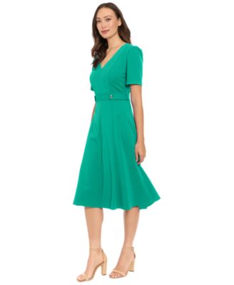 Women's V-Neck Side Tab Midi Dress