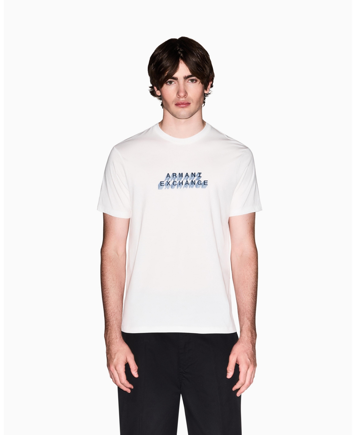 A|X Armani Exchange Men's Short Sleeve 3D Logo T-Shirt - Off White