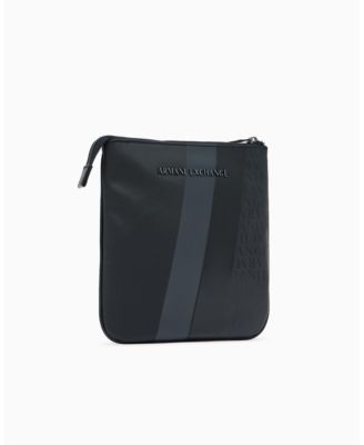 Men's Striped Flat Logo Graphic Details Crossbody Bag