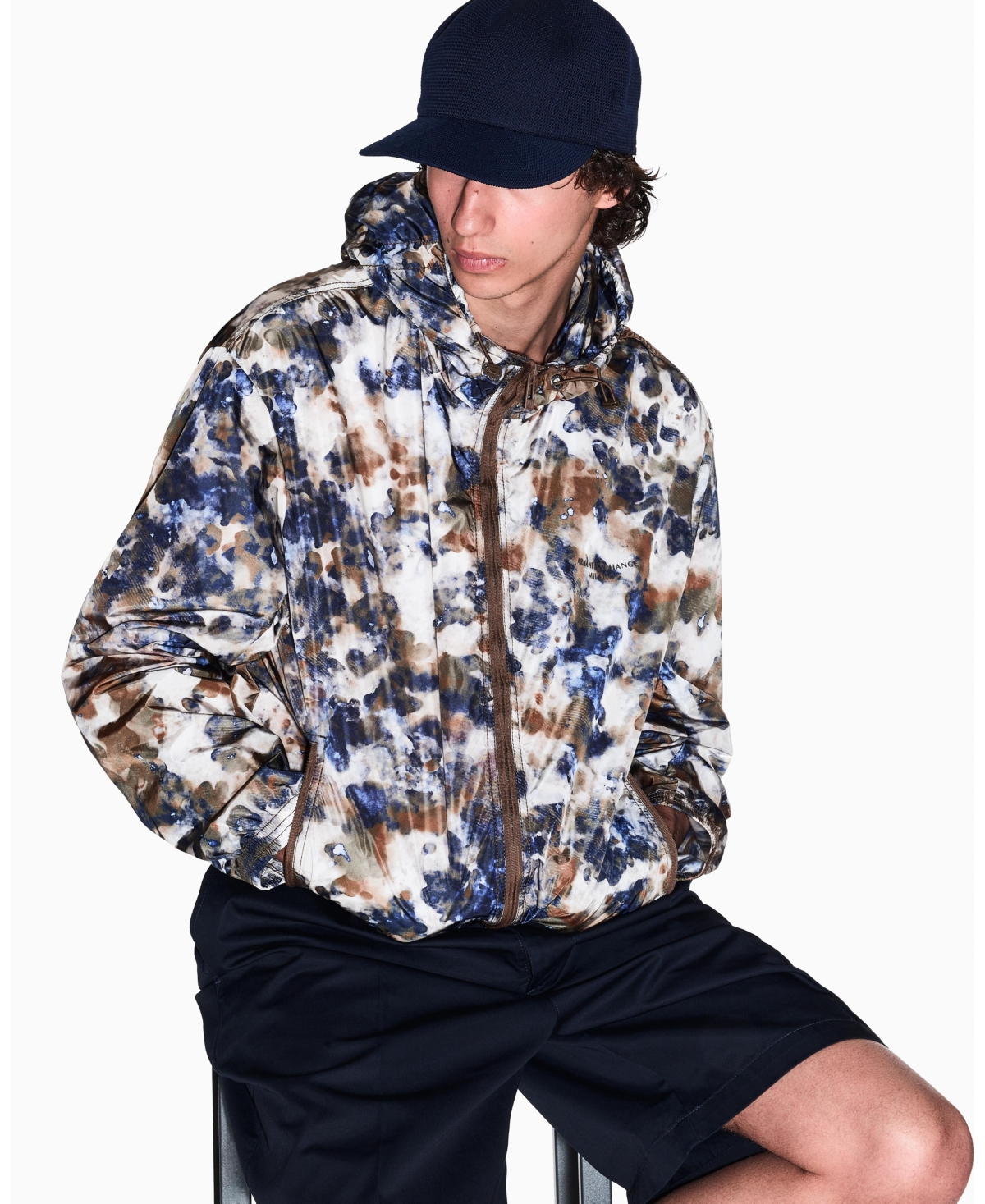 A|X Armani Exchange Men's Watercolor Print Nylon Windbreaker