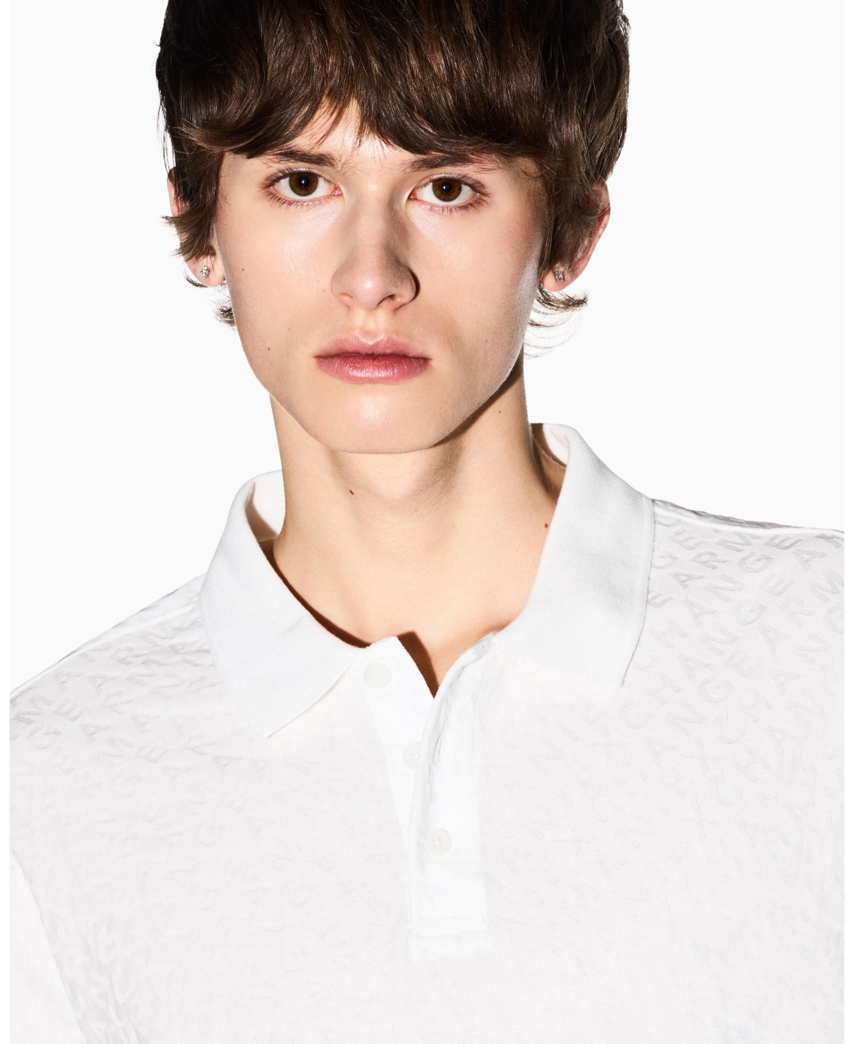 A|X Armani Exchange Men's Short Sleeve Mercerized Cotton All Over Logo Print Polo Shirt