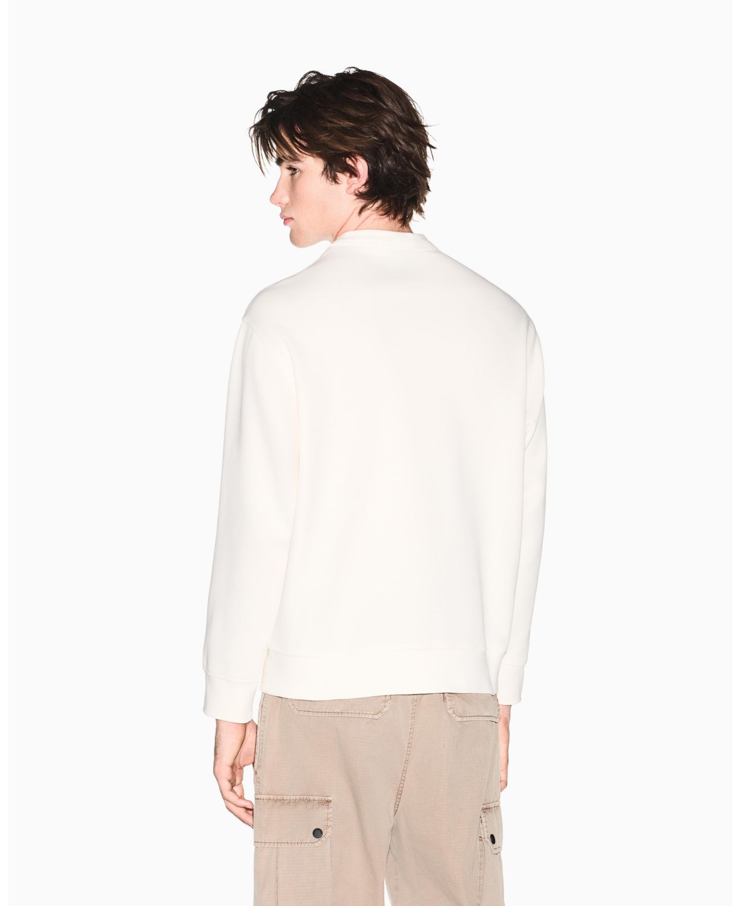 Мужские толстовки A|X Armani Exchange White Edition Logo Crewneck, цвет: Кремовый — фото 3