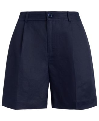 Petite Pleated Mid-Rise Shorts