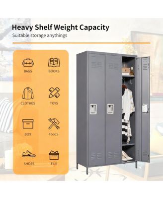 3-Door Steel Employee Locker with Spacious Storage for Various Uses