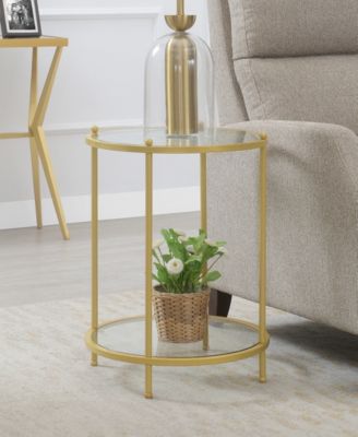 Royal Crest 2 Tier Round Glass End Table with Shelf