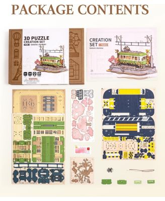 3D Wooden Puzzles for Adults-Sakura Journey Tram, Model Car Kits Building Set for Adults, DIY Hobby Craft Kits Creative Gift