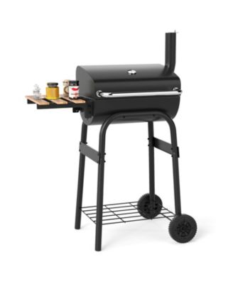 Barrel Charcoal Grill with Foldable Side Table and Thermostat