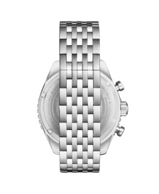 Men s 1010B Quartz Chronograph Watch, 42mm Stainless Steel Case, Silver Dial, Steel Bracelet