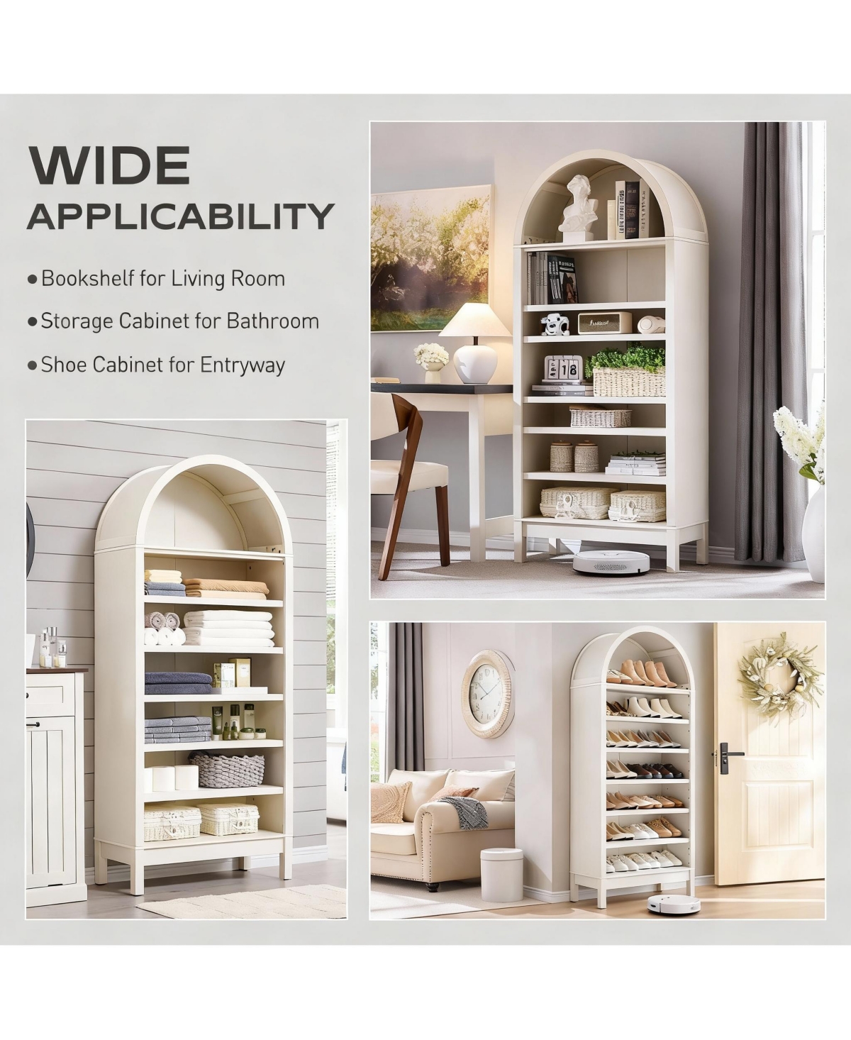 Yigii Arched Book Shelves with Adjustable for Space-Efficient Storage