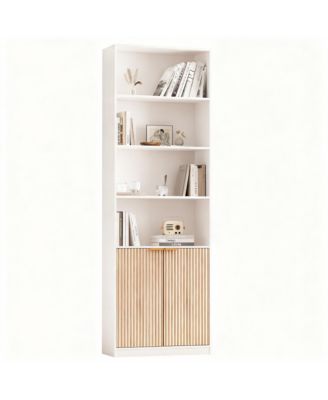 72" Tall Bookshelf with 6 Shelves & Cabinets for Home Decor