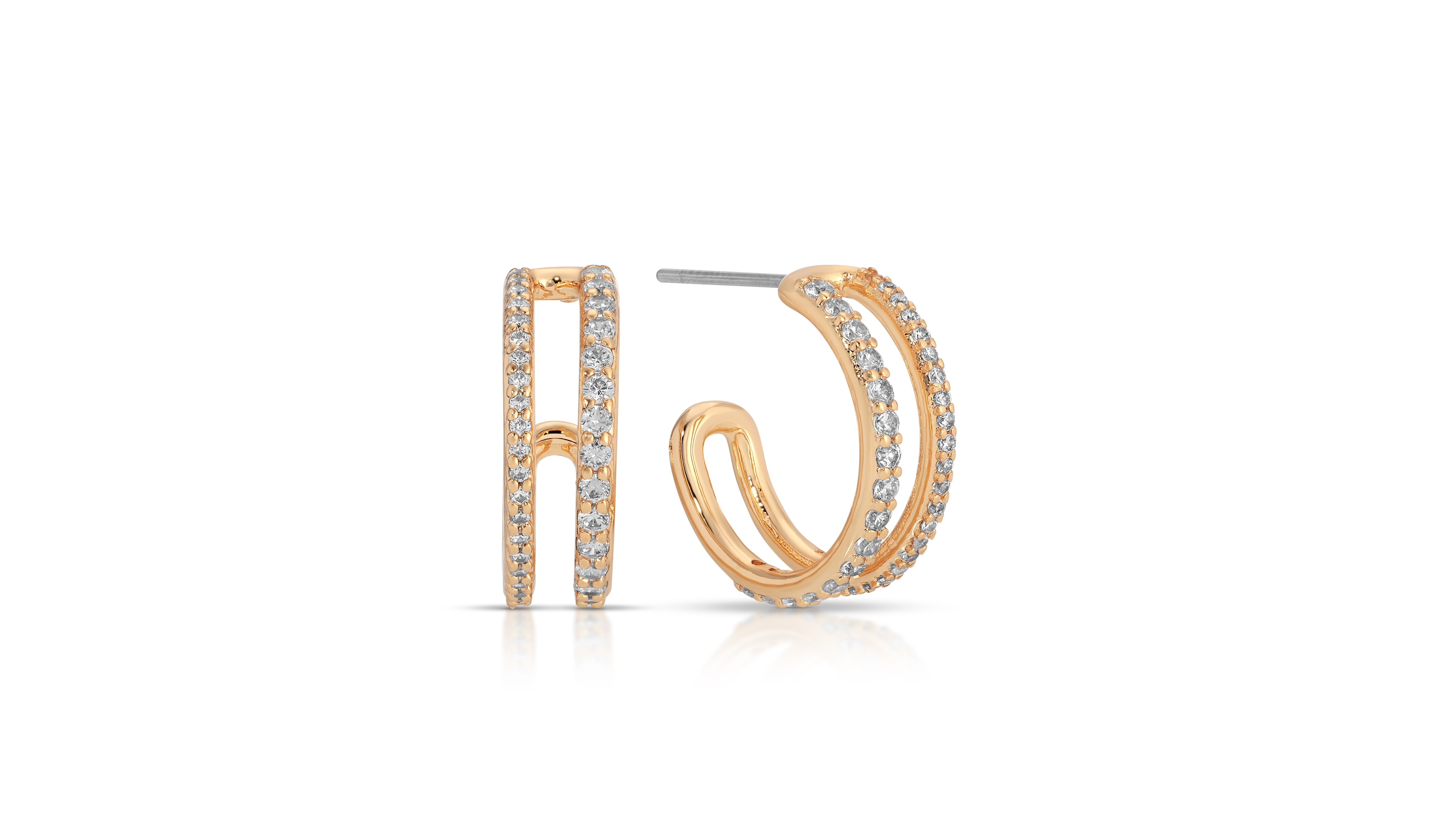 Ettika Double Up Crystal Earrings