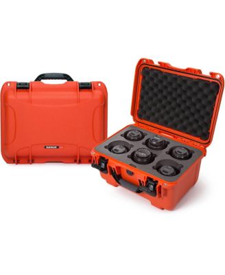 Medium Series 918 Lightweight NK-7 Resin Waterproof Protective Case with Foam Insert for 6 Camera Lens, Orange