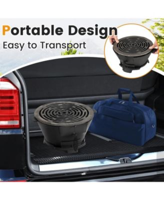 12 Inch Double-Sided Grate Round Hibachi Grill Outdoor Portable Charcoal Stove