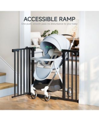 Pressure-Mounted Baby and Pet Safety Gate with Auto-Close, Dual-Lock Handle and Accessible Ramp