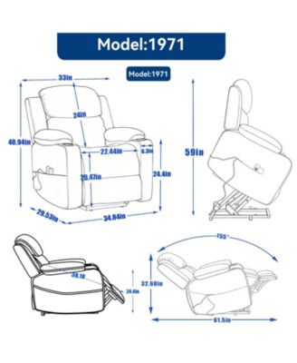 Up to 350 LBS Chenille Power Lift Recliner Chair, Heavy Duty Motion Mechanism with 8-Point Vibration Massage and Lumbar Heating