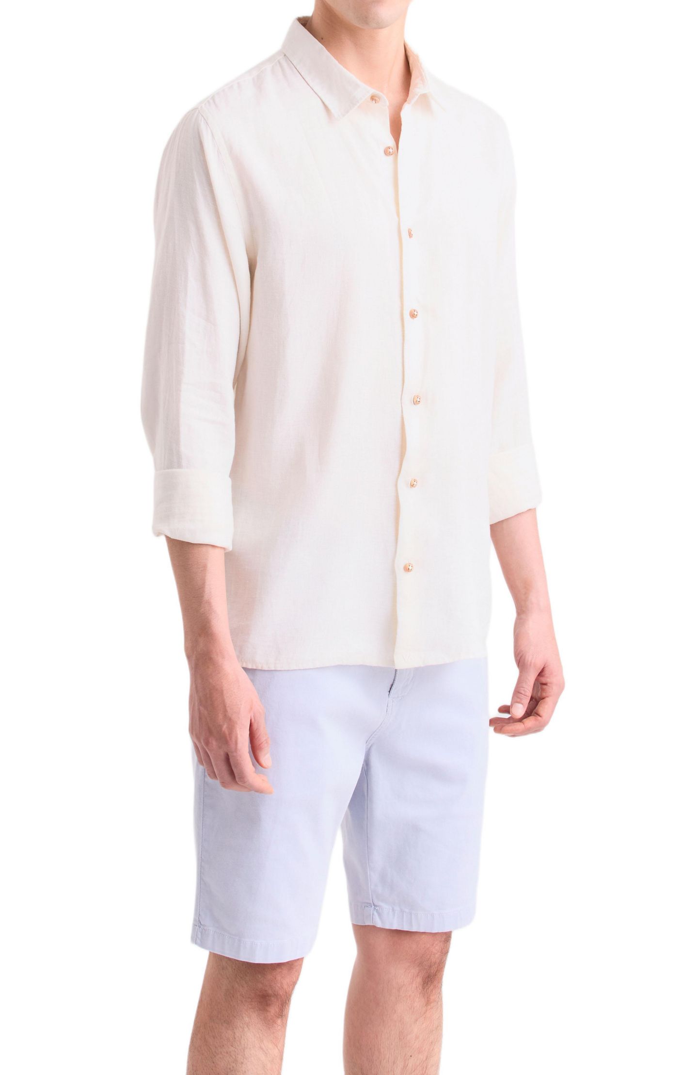 Мужская рубашка Velez Long-Sleeve Linen With Semi-Fitted Silhouette, цвет: Бежевый — фото 3