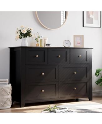 7 Drawers Dresser for Bedroom, 54" W Modern Chest of Drawers for Clothes, Storage Organizer with Deep Drawers for Living Room, Hallway
