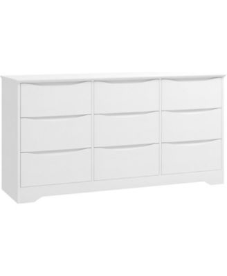 Wooden Dresser with 9 Drawers, Tall Modern Closet with Deep Storage, Large Chest of Drawers with Wide Top, Long Storage Dresser for Bedroom