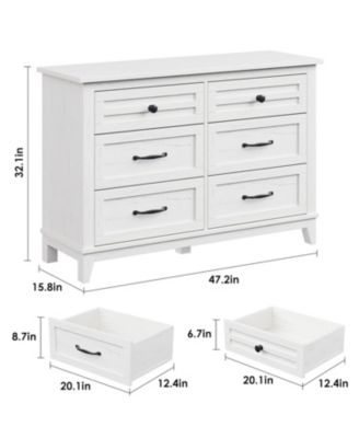 6 Dresser for Bedroom, 47 in Wide Drawer Dresser with Storage Freestanding, Wooden Closet Storage Chest for Living Room, Bedroom, Entryway