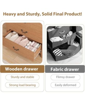 5 Drawer Dresser for Bedroom, 5 Chest of Drawers Nightstand with Elegant V Shape Design, Wooden Dresser Organizer for Living Room