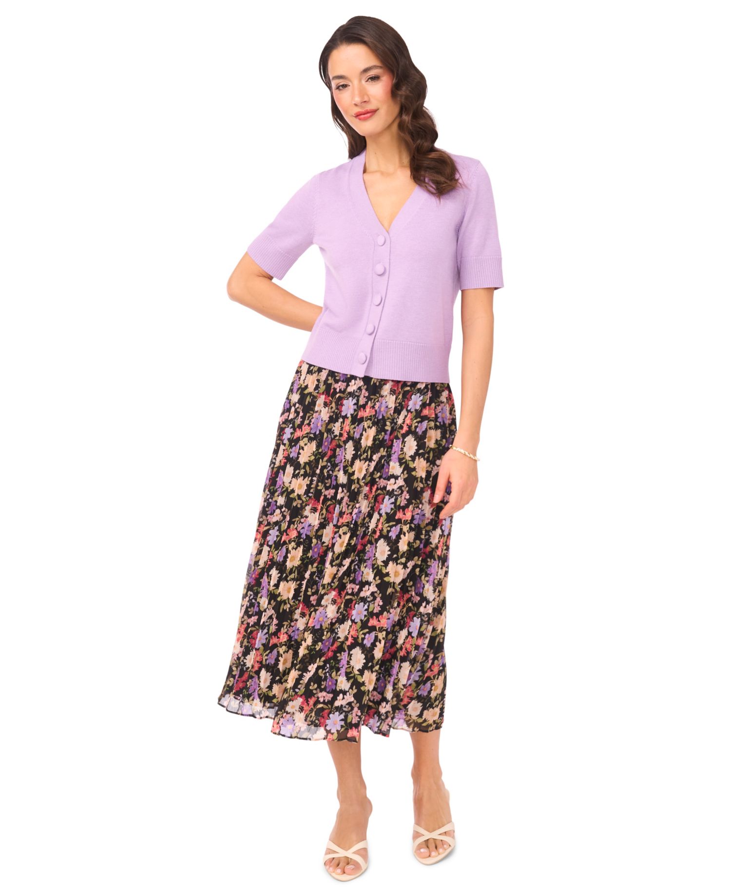 Women's Sunburst Pleat Detail Midi Skirt