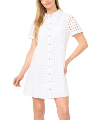 Women's Collared Short-Sleeve Babydoll Mini Dress