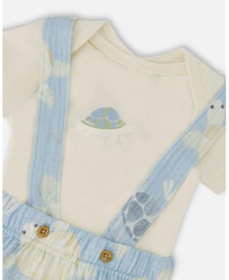 Baby Boys Cotton Jersey Onesie and Muslin Shortall Set