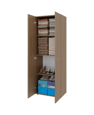 World 2-Door Tall Wardrobe Cabinet, 4 Shelves, Vertical Storage, 66.9"H Bedroom