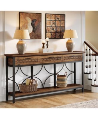 70.9-Inch Extra Long Console Table with Drawers, Entryway Table with Storage for Entryway, Living Room, Foyer, Unique Design